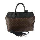 美品 LOUIS VUITTON ルイ ヴィトン ネオ・グリニッジ モノグラムマカサー ボストンバッグ M56716 モノグラムキャンバス レザー ブラウン ブラック シルバー金具 2WAY ショルダーバッグ ビトン【本物保証】【中古】