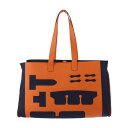 新古未使用展示品 HERMES エルメス トートGM プティアッシュ トートバッグ 1040008-62 ヴォーエプソン フェルト オレンジ ネイビー ショルダ...