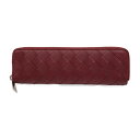 新古未使用展示品 BOTTEGAVENETA ボッテガヴェネタ スリム ペンシルケース イントレチャート ペンケース 730023 カーフレザー バーガンディ ...