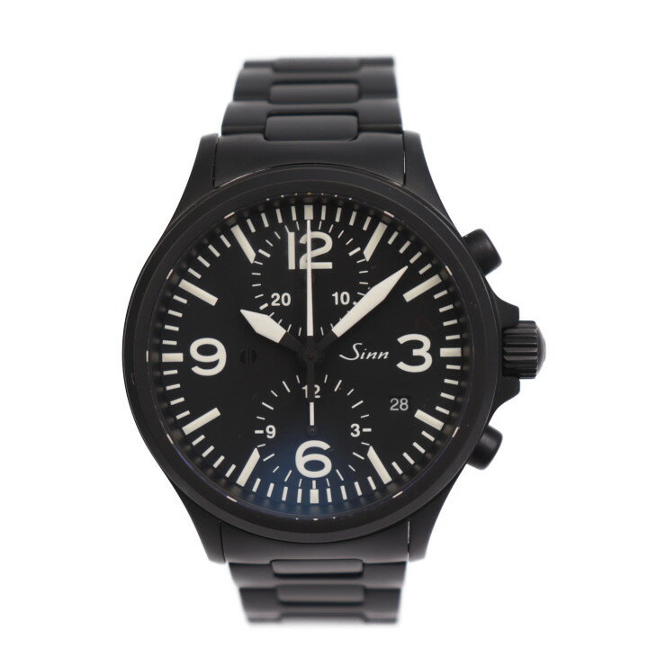 超美品 Sinn ジン 756シリーズ ブラックモデル 腕時計 756.S ステンレススチール ブラック 自動巻き クロノグラフ デイト【本物保証】【中古】