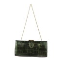 美品 CARTIER カルティエ パンテール ドゥ カルティエ クラッチバッグ L1001924 クロコダイル レザー ダークグリーン玉虫 2WAY チェーン【...