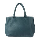 美品 BOTTEGAVENETA ボッテガヴェネタ イントレチャート トートバッグ 428331 ラムレザー PACIFIC AGED ブルー系 ショルダーバッグ ショッピングバッグ【本物保証】【中古】(4)
