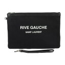 美品 SAINT LAURENT PARIS サンローランパリ RIVE GAUCHE リヴゴーシュ セカンドバッグ 581369 キャンバス レザー ブラック...