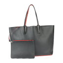 美品 Christian Louboutin クリスチャンルブタン CABATA カバタ トートバッグ 1175113 レザー ブラック レッド スパイクスタッ...