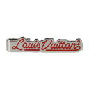 超美品 LOUIS VUITTON ルイ ヴィトン パンス クラヴァット LV スクエアード ネクタイピン タイピン MP3233 メタル シルバー レッド ビ...
