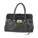 JIMMY CHOO ジミーチュウ ライリー ハンドバッグ レザー ブラック ゴールド金具 2WAY ショルダーバッグ【本物保証】【中古】(4)