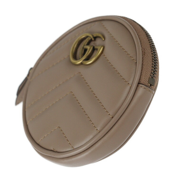 超美品 GUCCI グッチ コインパース GGマーモント コインケース 575160 レザー トープ系 ゴールド金具 小銭入れ ラウンドファスナー キルティング ハート ブラウン系【本物保証】【中古】