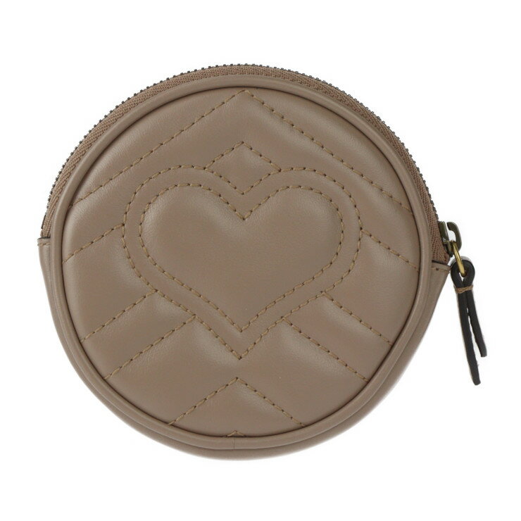 超美品 GUCCI グッチ コインパース GGマーモント コインケース 575160 レザー トープ系 ゴールド金具 小銭入れ ラウンドファスナー キルティング ハート ブラウン系【本物保証】【中古】