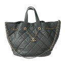 美品 CHANEL シャネル 巾着 2WAY バッグ マトラッセ ハンドバッグ - ラムスキン グレー系 ゴールド金具 ココマーク ショルダーバッグ トートバッ...