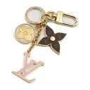 美品 LOUIS VUITTON ルイ ヴィトン スプリング ストリート キーホルダー M01187 メタル ゴールド ブラウン ピンク ホワイト LV モノグ...