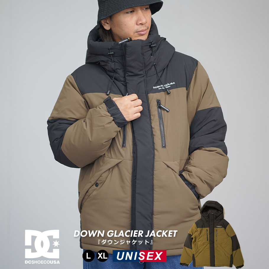 DC SHOES ディーシーシューズ ダウンジャケット メンズ オーバーサイズ ダウン フェザー ストリート スケーター アウター 23 DOWN GLACIER JACKET DJK234051 カーキ M L