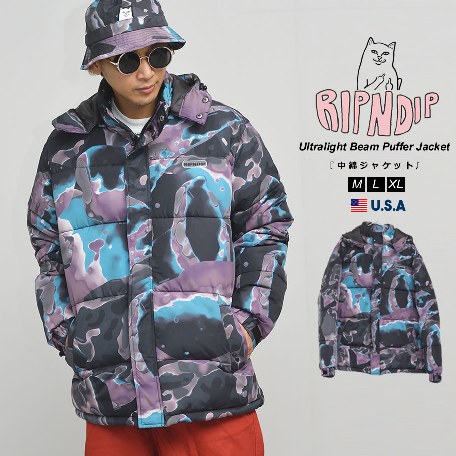 RIPNDIP リップンディップ ジャケット メンズ ハイネック フード付き マーブル柄 ストリート系 スケーター ファッション RND9504