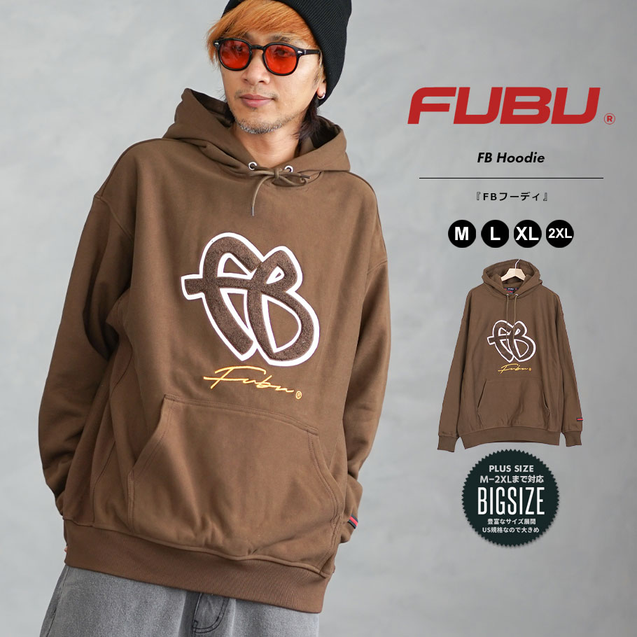 樂天商城 - FUBU フブ パーカー プルオーバー メンズ 裏毛 スウェット 相良刺繍 ワッペン WAPPEN SWEAT ブラウン M L XL 2XL 大きいサイズ ゆったり B系 ファッション HIPHOP ヒップホップ Y2K FAM-42704