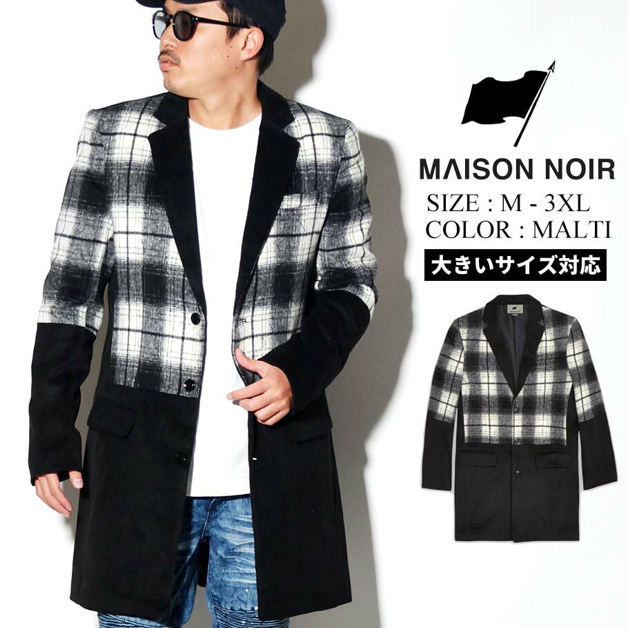 MAISON NOIR メゾンノワール チェスター コート メンズ アウター ロングコート チェック DOUBLE AGENT COAT HO-154 おうちコ...