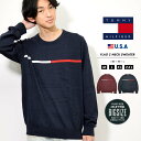 トミー ヒルフィガー 服（父向き） TOMMY HILFIGER トミーヒルフィガー セーター メンズ クルーネック ニット トミー ロゴ トップス アパレル カジュアル ウェア アメカジ B系 ストリート ファッション 大きいサイズ M L XL 2XL LL 3L 78J1044 M TOMMY FLAG C-NECK SWEATER