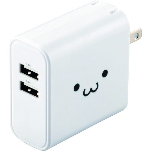 エレコム ELECOM AC充電器 24W USB Type-A(メス)2ポート ホワイトフェイス (1個) 品番:MPA-ACU05WF エレコム ELECOM AC充電器 24W USB Type-A(メス)2ポート ホワイトフェイス (1個) 品番:MPA-ACU05WF