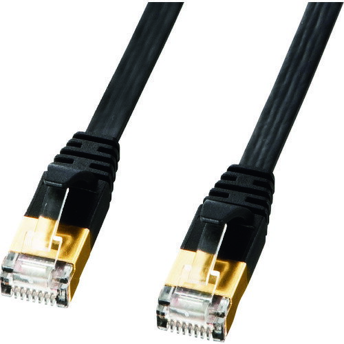 サンワサプライ CAT7ウルトラフラットLANケーブル（3m、ブラック） (1本) 品番：KB-FLU7-03BK