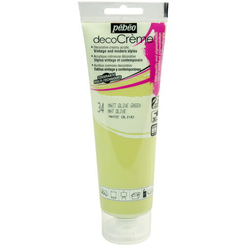 ペベオジャポン Pebeo 塗料 建物用塗料 水性 デコクリーム 120mlマット オリーブグリーン (1本) 品番:089034