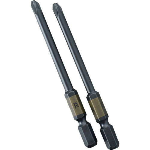 フジ矢 FUJIYA 電動ドライバー用段付ビット （黒金 KUROKIN クロキン・2本組）+2×82mm (1個) 品番：5202D-82-BG