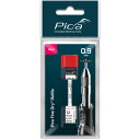 ピカマーカー 建築用シャープペンシル Fine Dry 用丸芯0.9mm 12本入り 赤 ブリスターパック (1Pk) 品番:7031SB