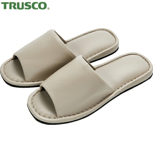 TRUSCO(トラスコ) フェイクレザー前開きスリッパ フリーサイズ ベージュ (1足) 品番：FLSL-BE