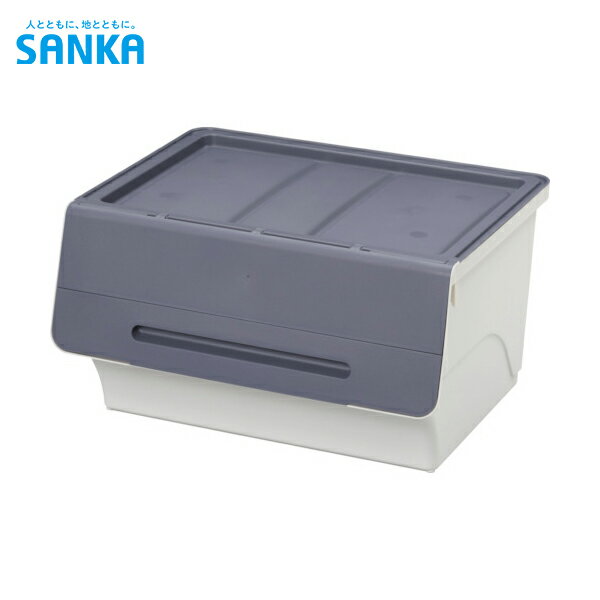 SANKA サンカ フラップ 前フタ式収納ケース 衣装ケース フロック ワイド 30 NV/WH (1個) 品番：FR-W30NV/WH