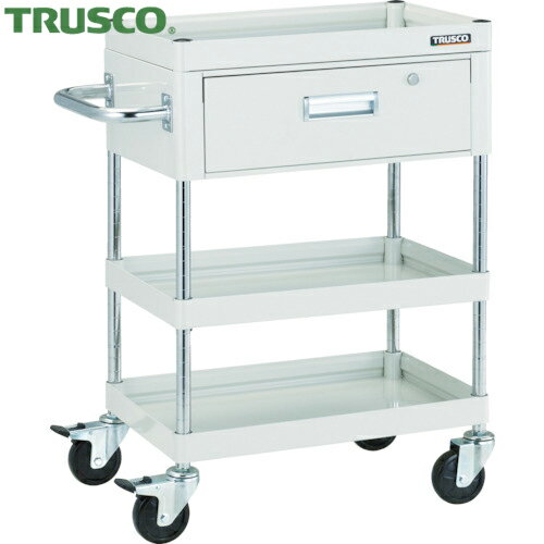 トラスコ ファルコンワゴン750X500 1段引出付 ゴム車輪 W色 (1台) FAW-973V-W
