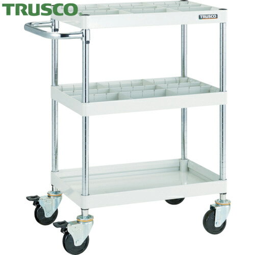 TRUSCO(トラスコ) ツールワゴン ファルコンワゴン900X600 仕切板付 ゴム車輪 ホワイト (1台) 品番：FAW-993S2-W