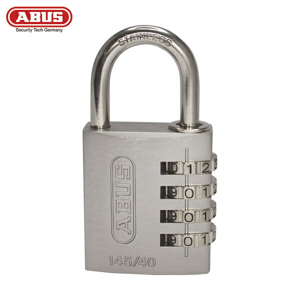 ABUS(アバス) ナンバー可変式ステンレスシャックル南京錠 145IB-40 シルバー (1個) 品番：145IB-40-SI