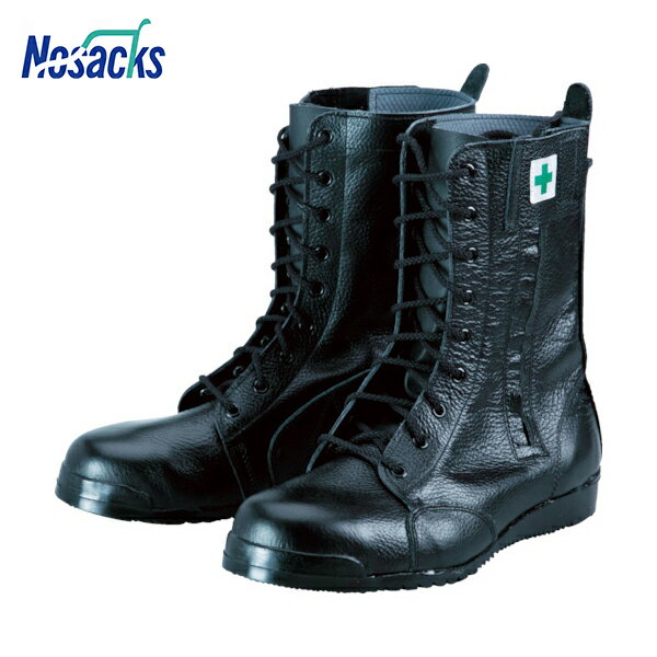 特長 ●足袋のようなJIS合格安全靴です。 ●ポリエステル繊維の踏み抜き防止板、滑りにくいソールパターンを採用し耐滑・耐踏抜き性能合格しています。 ●サイドファスナーで着脱も簡単です。 用途 ●高所作業向け 仕様 ●寸法(cm)：26.0 ●色：ブラック ●足幅サイズ：EEE ●規格：JIS T 8101 安全靴 C［［R1］］/S/P/F2/H/BO ●耐圧迫荷重(kN)：10±0.1 ●US(アメリカ)規格サイズ：8 ●UK(イギリス)規格サイズ：7.5 ●EU(ヨーロッパ)規格サイズ：42 仕様2 ●JIS T 8101 安全靴 C［［R1］］/S/P/F2/H/BO ●耐圧迫性荷重：10±0.1kN 材質／仕上 ●甲被:牛クロム革（型押ソフト） ●先芯:鋼製 ●靴底:ゴム 原産国（名称） ●日本 質量 ●1025g