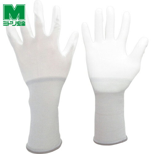 ミドリ安全 作業手袋 低発塵手袋 ロング 手のひらコート 10双入 L (1袋) 品番:MCG-500N-LONG-L ウレタン背抜き手袋