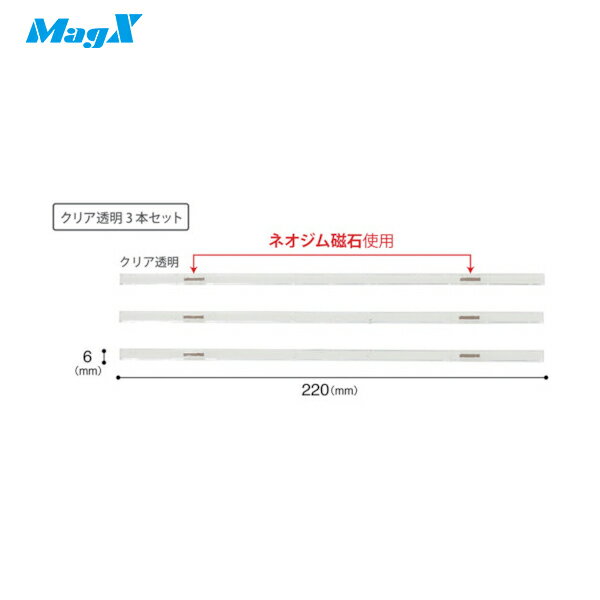 マグエックス マグネットスリムバー クリア (1Pk) 品番：MSLB-220-3P-KT(3)