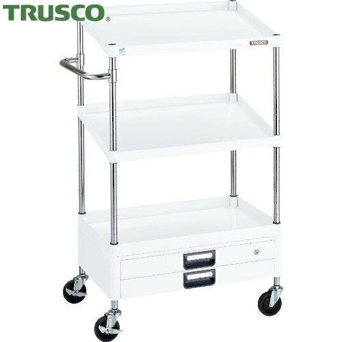 トラスコ フェニックスワゴン 省音 750X500XH1300 1段 傾斜2段 2段引出付 W色 (1台) PEW-1271N2X-W