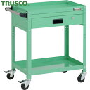トラスコ TRUSCO ツールワゴン ラビットワゴン 600X400XH740 2段 1段引出付 ハンドル付 ゴム車輪 ヤンググリーン (1台) 品番:RBW-...