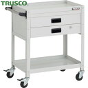トラスコ TRUSCO ツールワゴン ラビットワゴン 600X400XH740 2段 2段引出付 ハンドル付 ゴム車輪 ホワイト (1台) 品番:RBW-762...