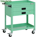 トラスコ TRUSCO ツールワゴン ラビットワゴン 600X400XH740 2段 2段引出付 ハンドル付 ゴム車輪 ヤンググリーン (1台) 品番:RBW-...