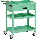 トラスコ TRUSCO ツールワゴン ラビットワゴン 600X400XH810 3段 1段引出付 仕切板2段付 ハンドル付 ゴム車輪 ヤンググリーン (1台) ...
