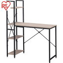 アイリスオーヤマ IRIS 574216 ラック付きデスク 1000×420 ライトナチュラル/ブラック (1台) 品番:RDK-1042-NB(3)
