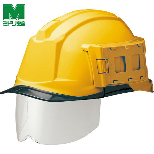 ミドリ安全 IDケース付ヘルメット ワイドシールド付 SC-19PCLS-ID RA3 アルファ イエロー/スモーク (1個) 品番：SC-19PCLS-ID-RA3-ALPHA-Y/S