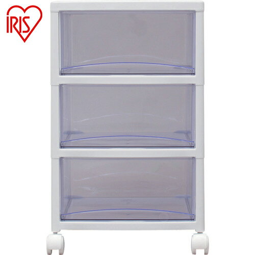 アイリスオーヤマ 引き出しクリアで中身が見えるチェスト 221248 スーパークリアチェスト ホワイト/ク..