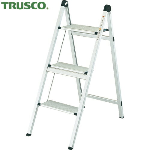 トラスコ TRUSCO 薄型幅広踏台（片側昇降タイプ） 3段 高さ800mm (1台) 品番：TAU-3UF