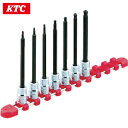 KTC 京都機械工具 9.5sq.ロングヘキサゴンビットソケットセット(9コ組) ロングタイプ インチ (1S) 品番:TBT3L09BH