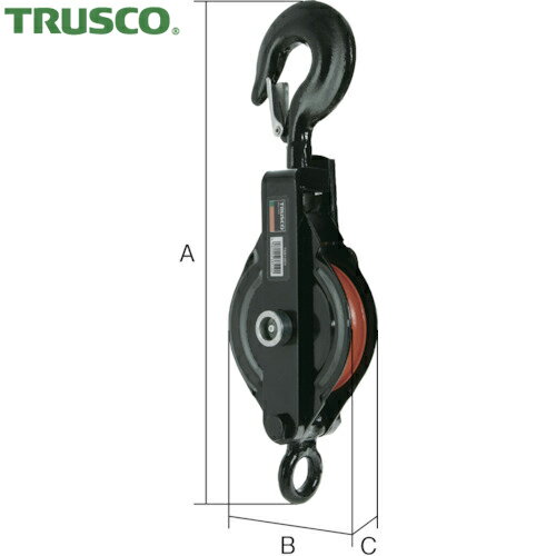 トラスコ TRUSCO 強力型滑車一車スナッチ ベケット式 フック型75mm 使用ロープ径10mm (1個) 品番：TSB0..