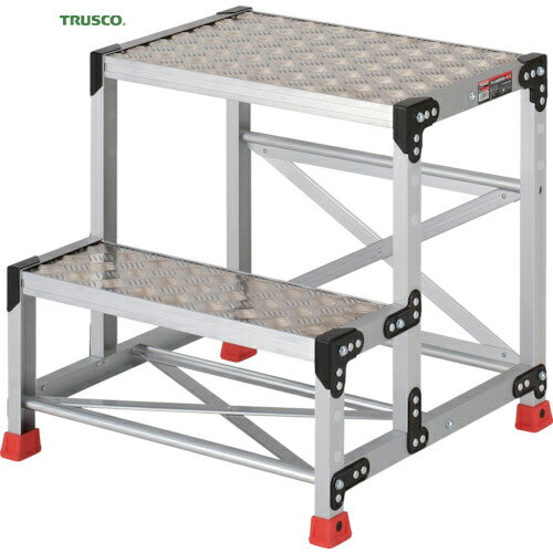 TRUSCO(トラスコ) 作業用踏台 アルミ製・縞板タイプ 天板寸法600X400XH600 (1台) 品番：TSFC-266