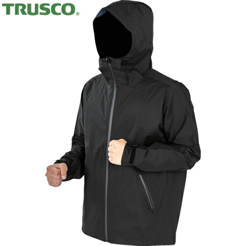 TRUSCO(トラスコ) 高耐候・軽量ストレッチレインウェア ブラック LL (1着) 品番：TRESWLL-BK