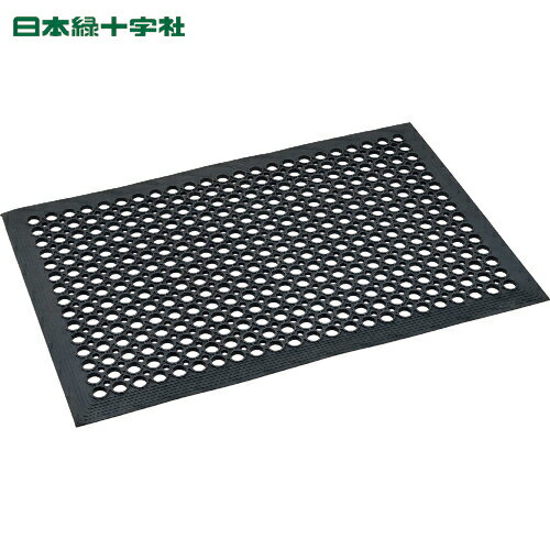 日本緑十字 穴あきゴムマット（エントランスマット） 黒 MEM-1 610×910mm 厚み：11mm 合成ゴム製 (1枚) 品番：295001