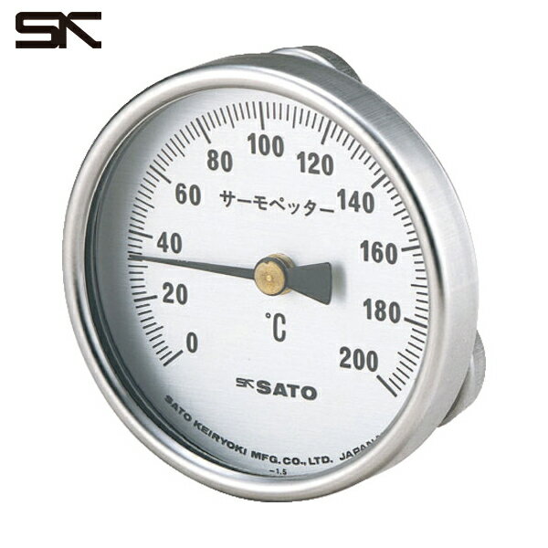 佐藤 バイメタル式表面温度計 サーモペッター 0〜200℃ (2340-20) (1個) 品番：2340-20