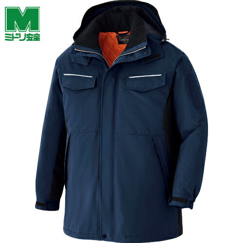 ミドリ安全 作業服 防寒着 ベルデクセル 静電防水防寒コート ネイビー×ブラック L (1着) 品番:VE1047-UE-L