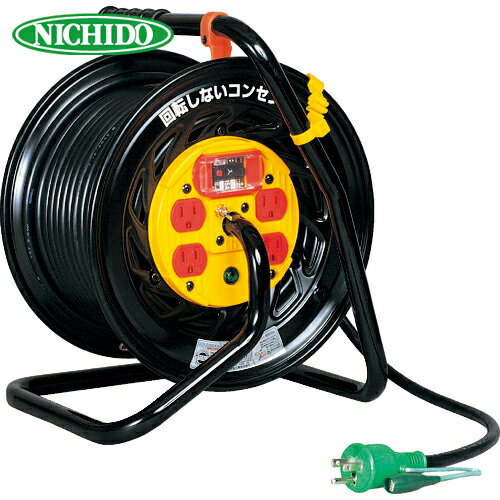 日動 電工ドラム マジックリール 過負荷漏電保護兼用ブレーカ付 30m (1台) 品番：Z-EK34