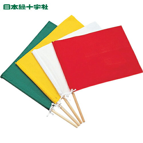 緑十字 手旗 白 300(450)×420mm 綿＋木製棒 (1本) 品番：245001